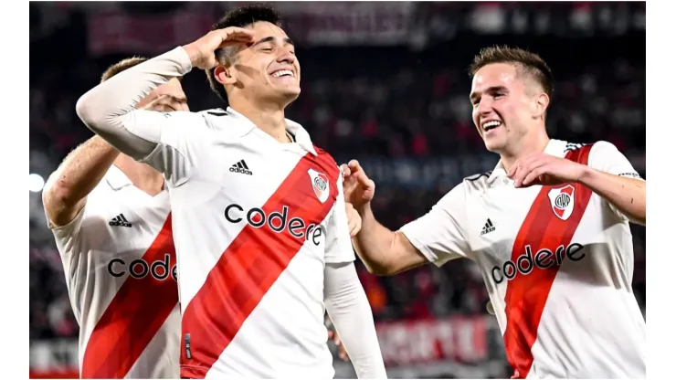 Pablo Solari of River Plate celebrates after scoring
