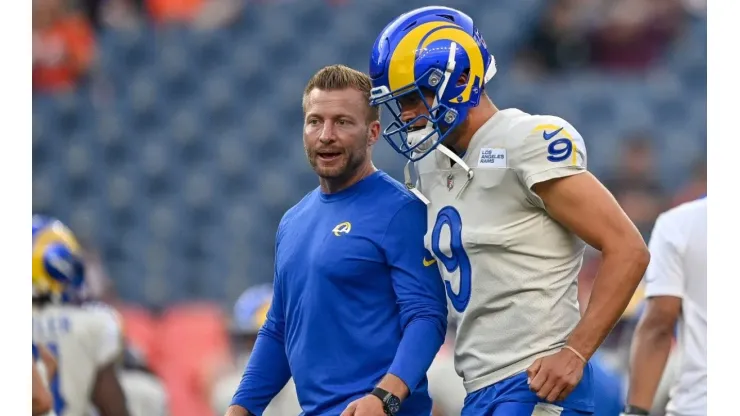 Rams head coach Sean McVay (left) and quarterback Matthew Stafford.
