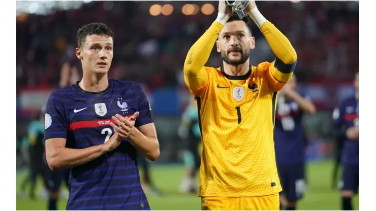 Benjamin Pavard and Hugo Lloris of France
