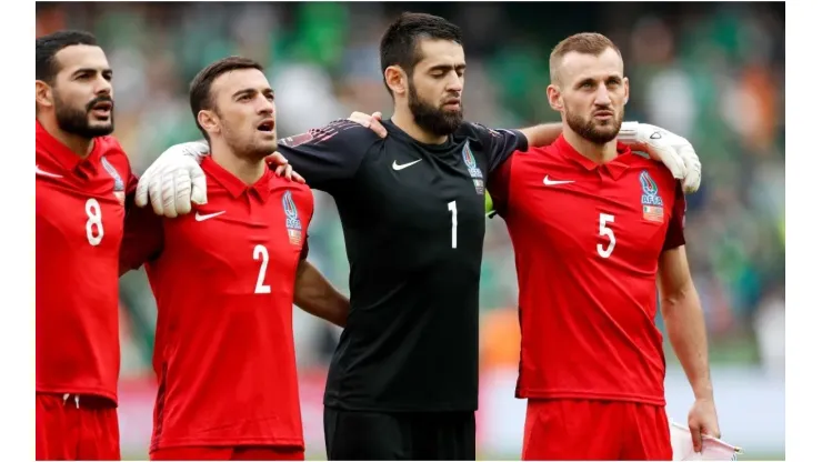 Emin Makhmudov, Gara Garayev, Shakhrudin Magomedaliyev and Maksim Medvedev of Azerbaijan
