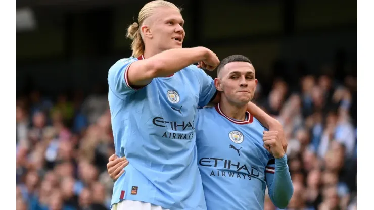 Erling Haaland and Phil Foden of Manchester City
