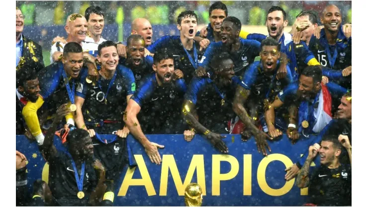 France players celebrate winning the World Cup
