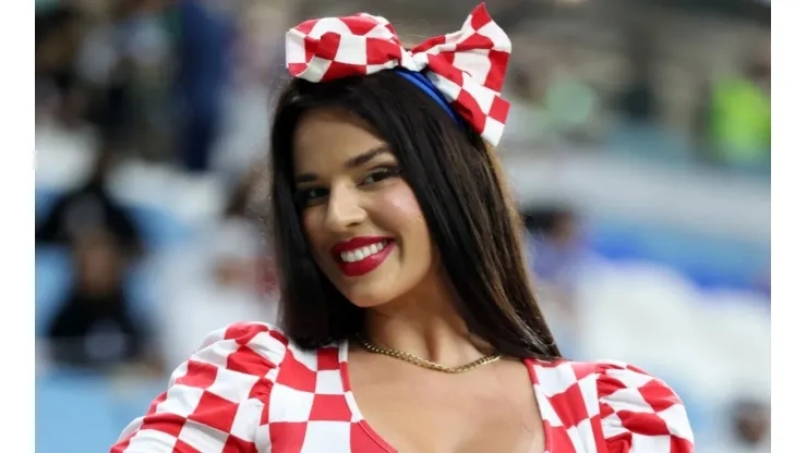 Ivana Knoll, former Miss Croatia, poses for a photo prior to the FIFA World Cup Qatar 2022 Round of 16 match.
