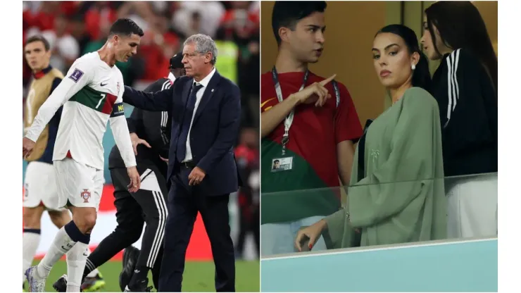 Cristiano Ronaldo and Fernando Santos (left) and Georgina Rodriguez
