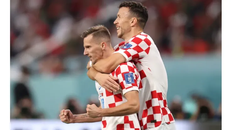 Mislav Orsic and Ivan Perisic of Croatia
