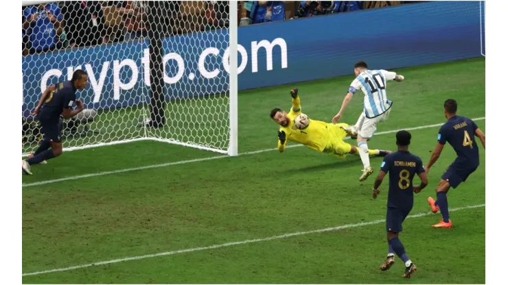 Lionel Messi of Argentina scores the team's third goal
