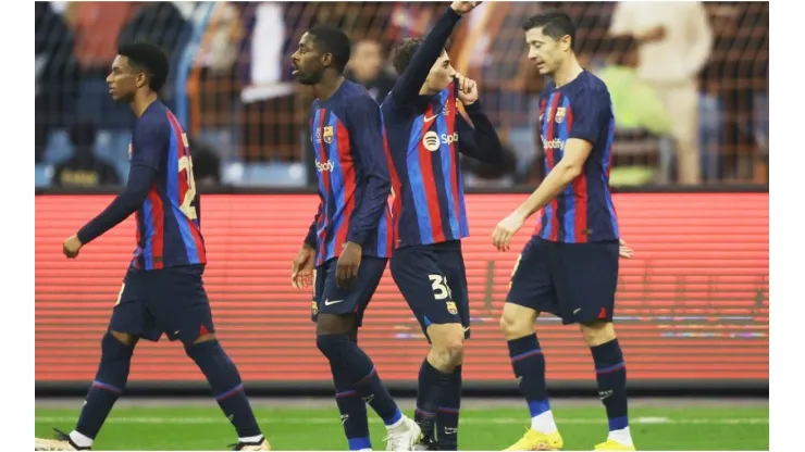 Gavi of FC Barcelona celebrates after scoring the teams first goal
