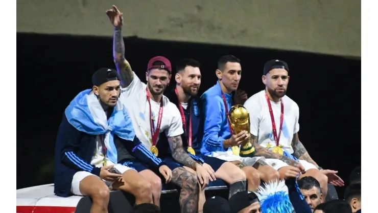 Argentine players during their World Cup victory parade.
