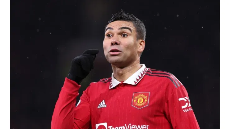 Casemiro with Manchester United during the 2022-2023 Premier League
