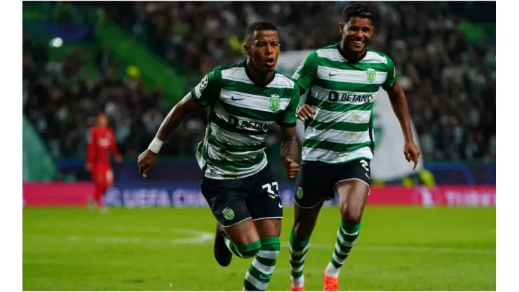 Arthur Gomes of Sporting CP celebrates scoring
