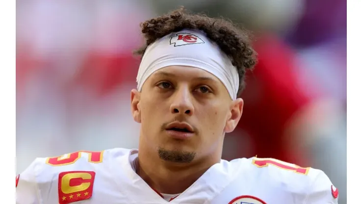 Patrick Mahomes quarterback of the Kansas City Chiefs during Super Bowl LVII
