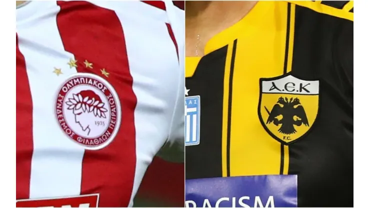 Olympiacos and AEK Athens jerseys
