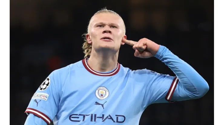 Erling Haaland during the Champions League game between Manchester City and Bayern Munich
