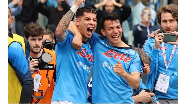 Mathias Olivera of SSC Napoli celebrates after scoring
