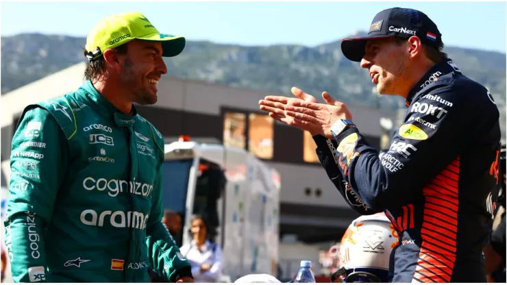 Pole position qualifier Max Verstappen and Second placed qualifier Fernando Alonso
