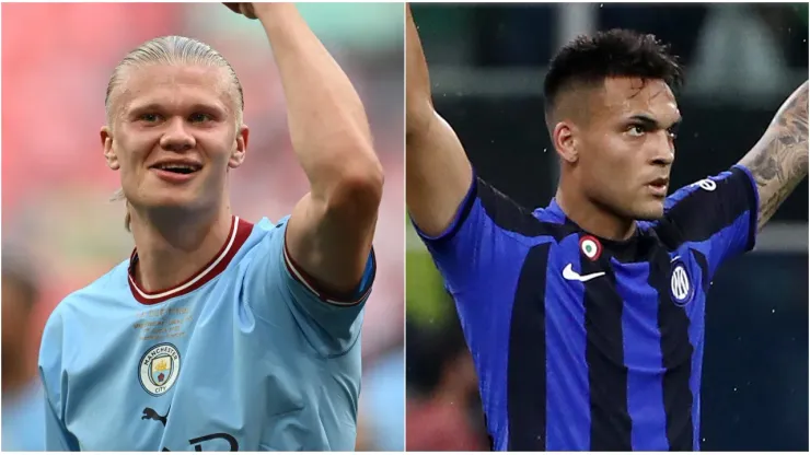 Erling Haaland of Manchester City (L) and Lautaro Martinez of FC Internazionale (R)
