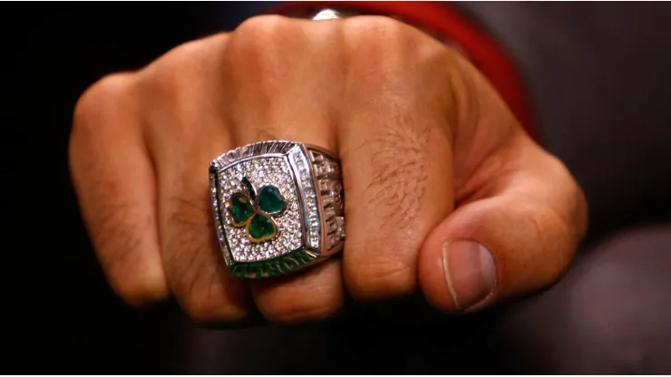 Boston Celtics' Pollard with his 2008 ring
