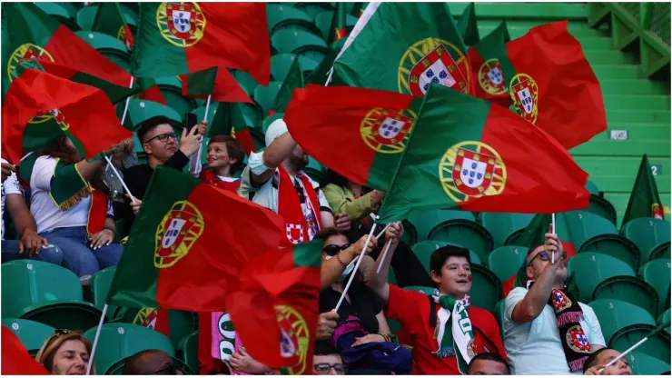 Portugal fans wave flags
