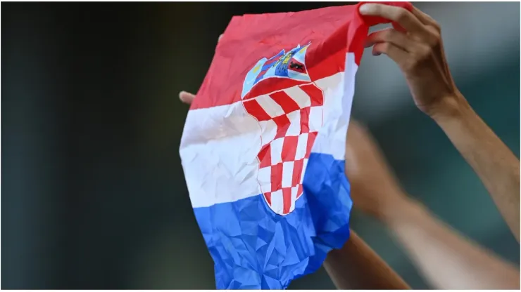 A fan waves a flag of Croatia
