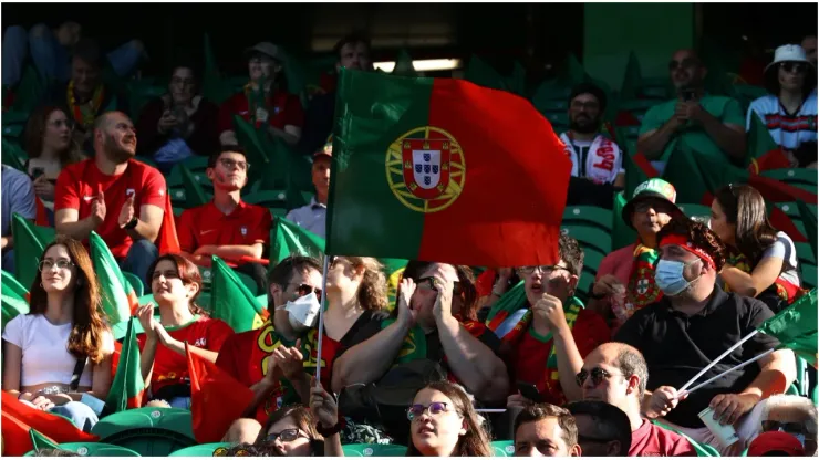 Portugal fans wave flags
