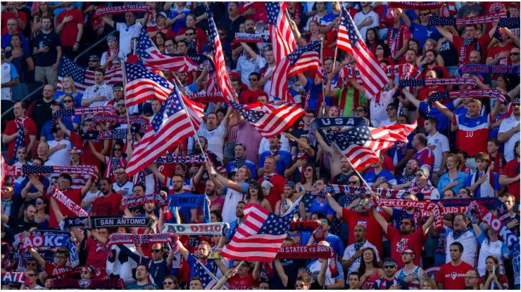 American supporters with flags
