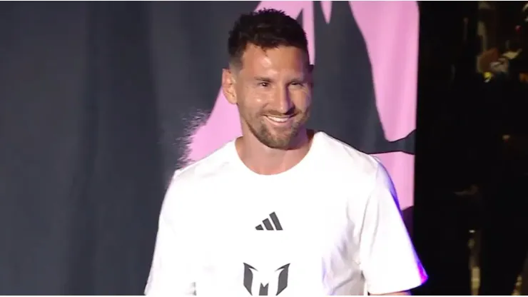 Lionel Messi at his presentation at Inter Miami 
