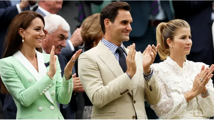 Kate Middleton next to Federer and his wife Mirka
