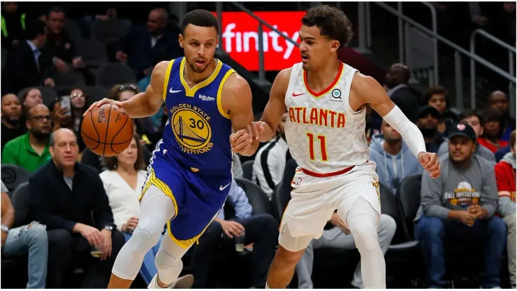 Trae Young and Stephen Curry
