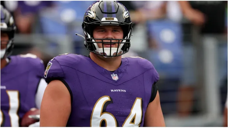 Center Tyler Linderbaum #64 of the Baltimore Ravens
