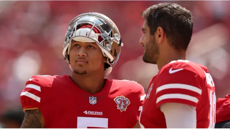 Trey Lance and Jimmy Garoppolo
