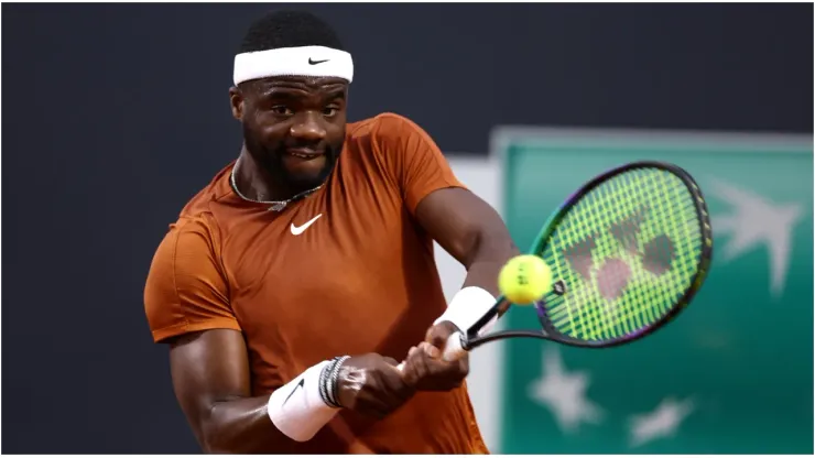 Frances Tiafoe of The United States plays a backhand
