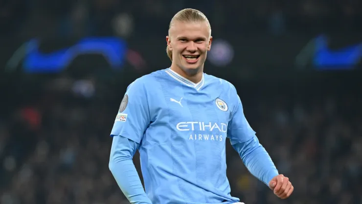 Erling Haaland celebrates after scoring against Young Boys
