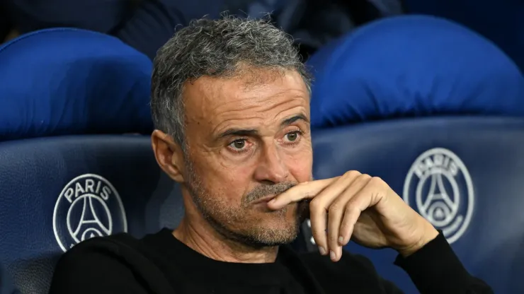 Luis Enrique, Head Coach of Paris Saint-Germain, looks on prior to a game.
