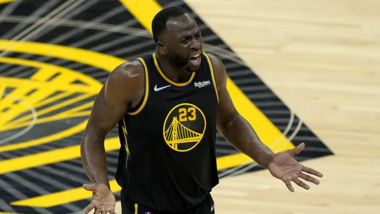 Draymond Green complains after a foul call.
