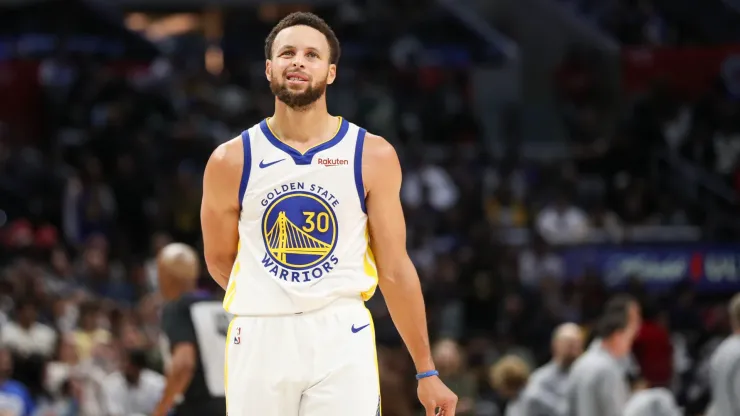 Stephen Curry frustrated during a Golden State Warriors' game.
