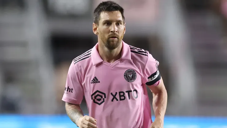 Lionel Messi, #10 of Inter Miami CF, looks on from the field against the FC Cincinnati.
