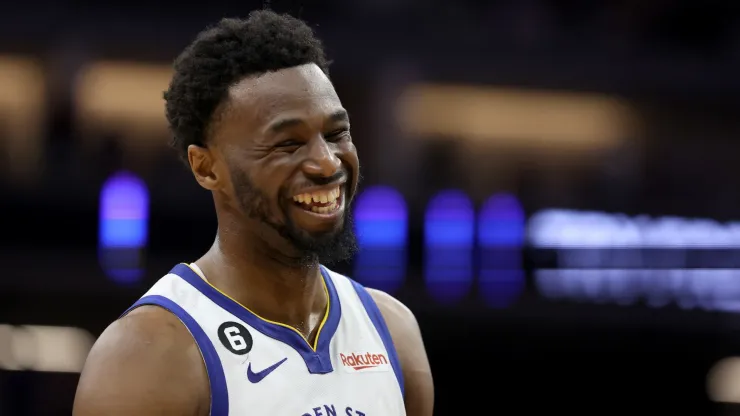 Andrew Wiggins of the Golden State Warriors smiling.
