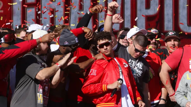 Patrick Mahomes at the Chiefs' Super Bowl parade
