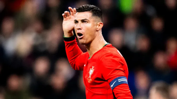 Cristiano Ronaldo complains during Portugal's loss to Slovenia.
