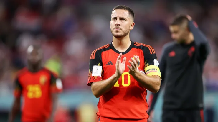 Eden Hazard of Belgium applauds the fans after their sides' elimination from the tournament during the FIFA World Cup Qatar 2022
