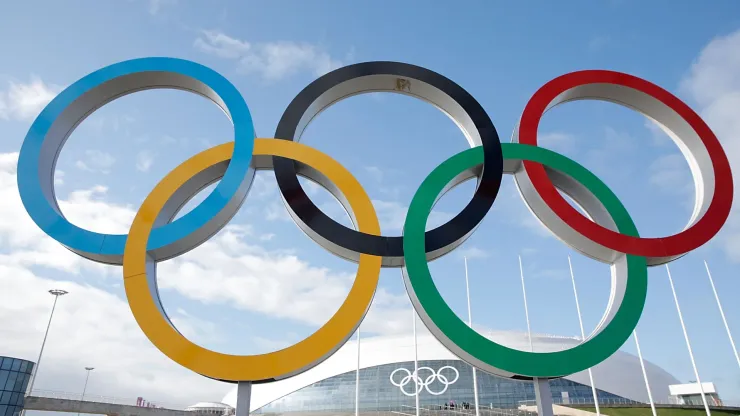  A general view of the Olympic Rings in front of the Bolshoy Ice Dome prior to the Sochi 2014 Winter Olympics in the Olympic Park Coastal Cluster on February 1, 2014 in Sochi, Russia.
