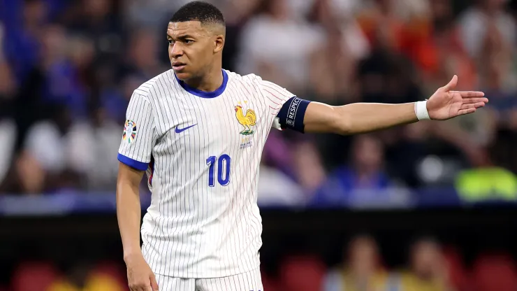 Kylian Mbappe of France gestures during the UEFA EURO 2024 Semi-Final match between Spain and France
