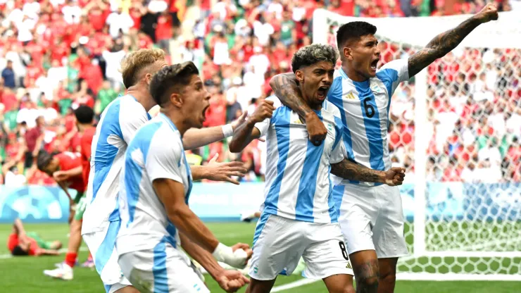 Nicolas Otamendi #16 of Team Argentina controls the ball during the Men's group B match between Argentina and Morocco during the Olympic Games Paris 2024 at Stade Geoffroy-Guichard on July 24, 2024 in Saint-Etienne, France.
