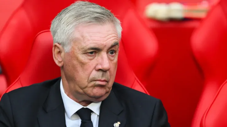 Head coach Carlo Ancelotti of Real Madrid CF looks on prior to the UEFA Champions League 2023/24 final match between Borussia Dortmund v Real Madrid CF at Wembley Stadium on June 01, 2024 in London, England. 
