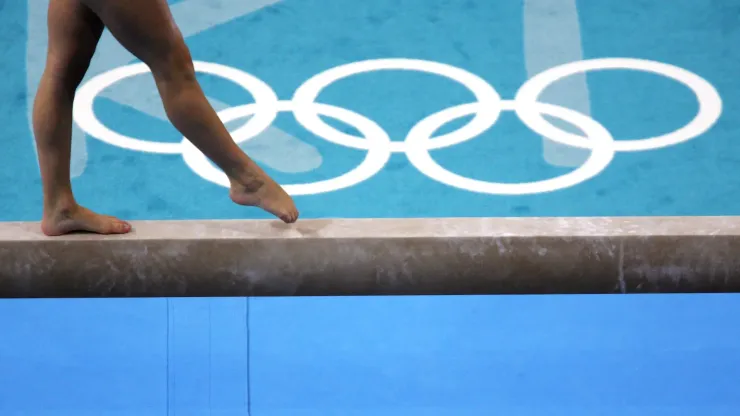 General view during the balance beam exercise at the women's artistic gymnastics individual competition on August 19, 2004 during the Athens 2004 Summer Olympic Games at the Olympic Sports Complex Indoor Hall in Athens, Greece.
