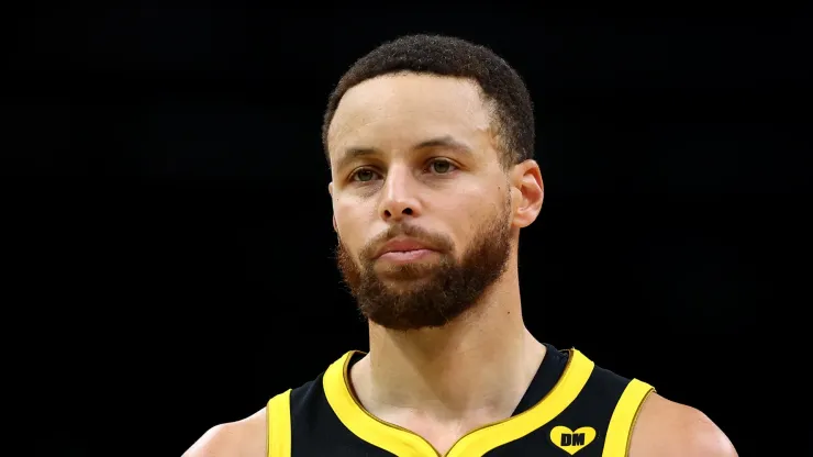 Stephen Curry looks on during a game with the Golden State Warriors.
