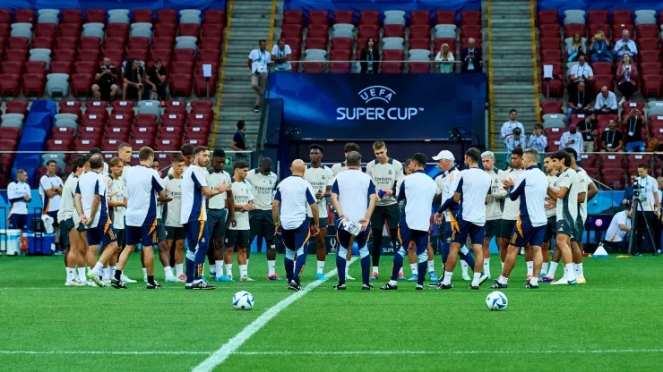 Real Madrid's team while training session before UEFA Super Cup 2024
