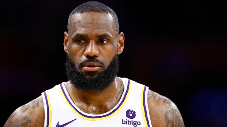 LeBron James #23 of the Los Angeles Lakers during game four of the Western Conference First Round Playoffs 