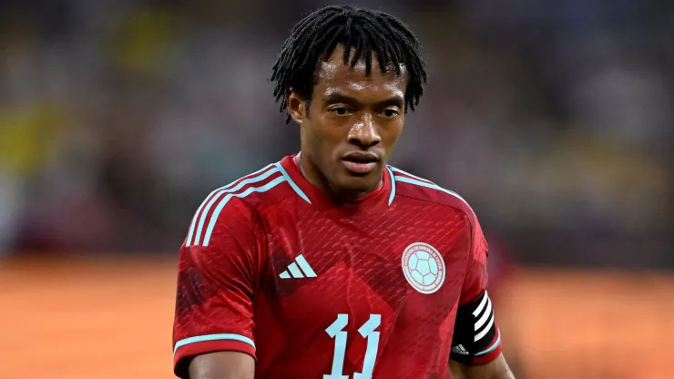 Juan Cuadrado of Columbia reacts during the international friendly match between Germany and Colombia at Veltins-Arena on June 20, 2023 in Gelsenkirchen, Germany.
