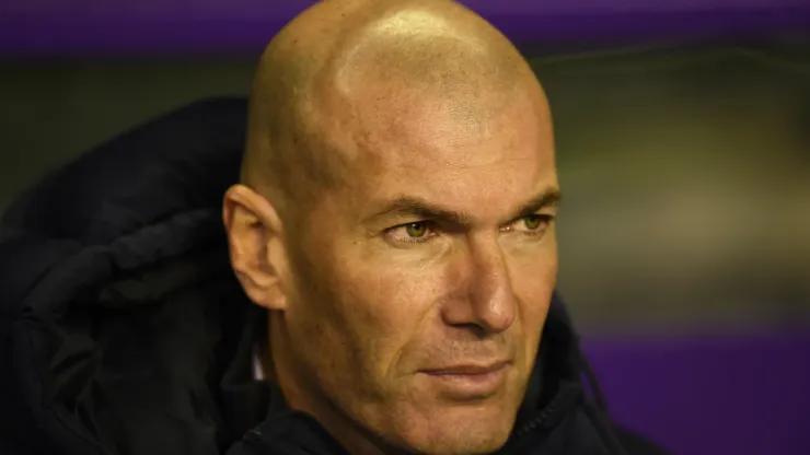 Zinedine Zidane, Manager of Real Madrid looks on prior to the Liga match between Real Valladolid CF and Real Madrid CF
